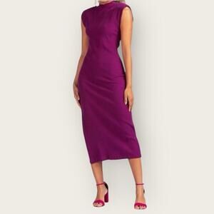 FARM Rio | Ribbed Midi Dress with Side Slit | Purple | Large